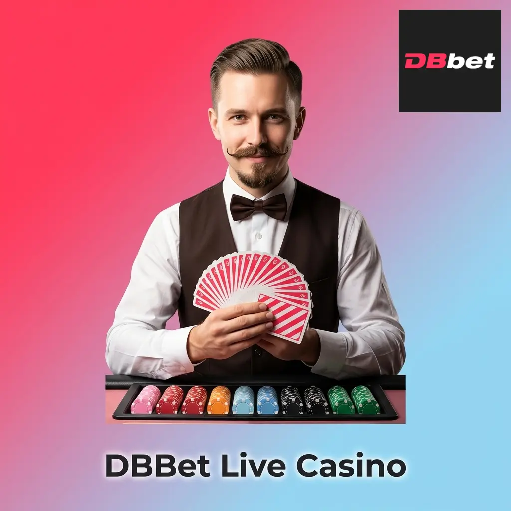 DBBet Live Casino with real dealers streaming HD table games including Baccarat, Blackjack, Lightning Roulette, and Crazy Time