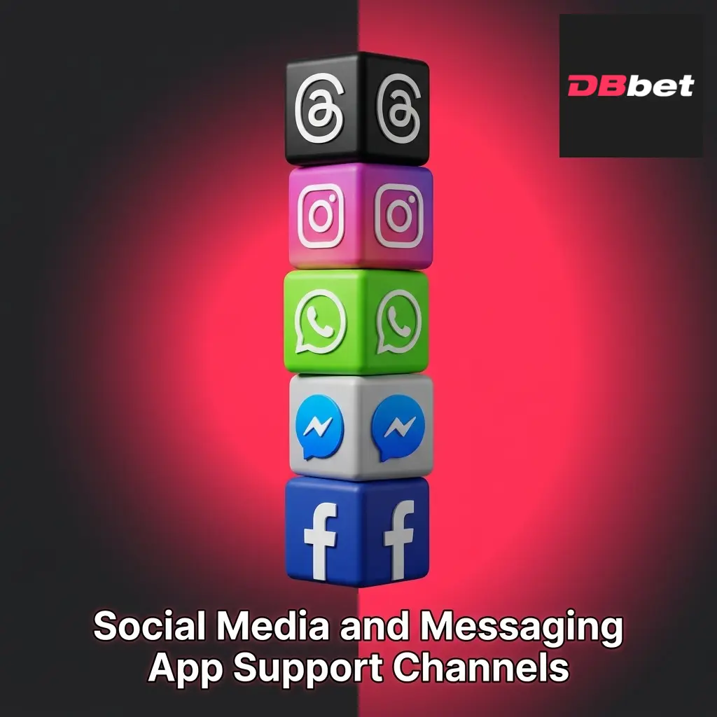 DBBet customer support channels on WhatsApp, Telegram, Facebook, and Instagram for Indonesian users