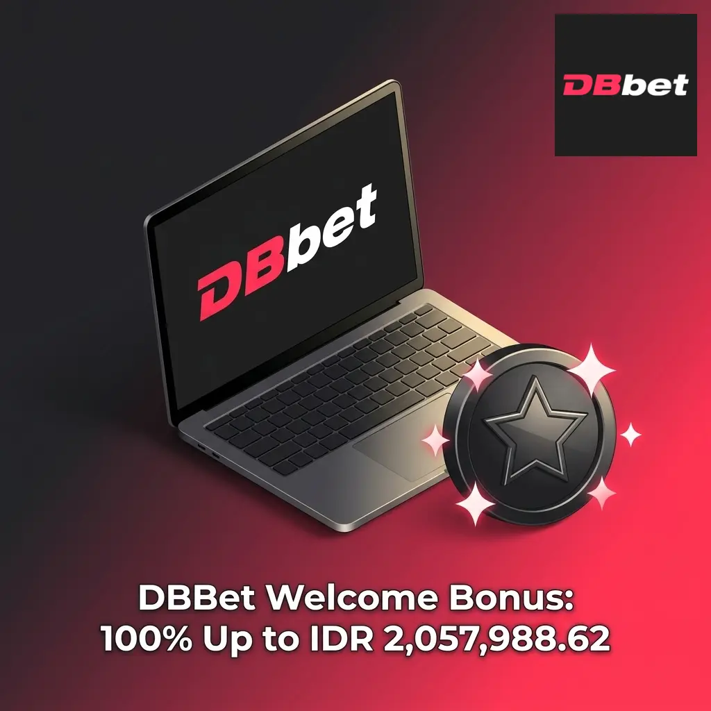 DBBet Welcome Bonus offering 100% match up to IDR 2,057,988.62 for new players on first deposit