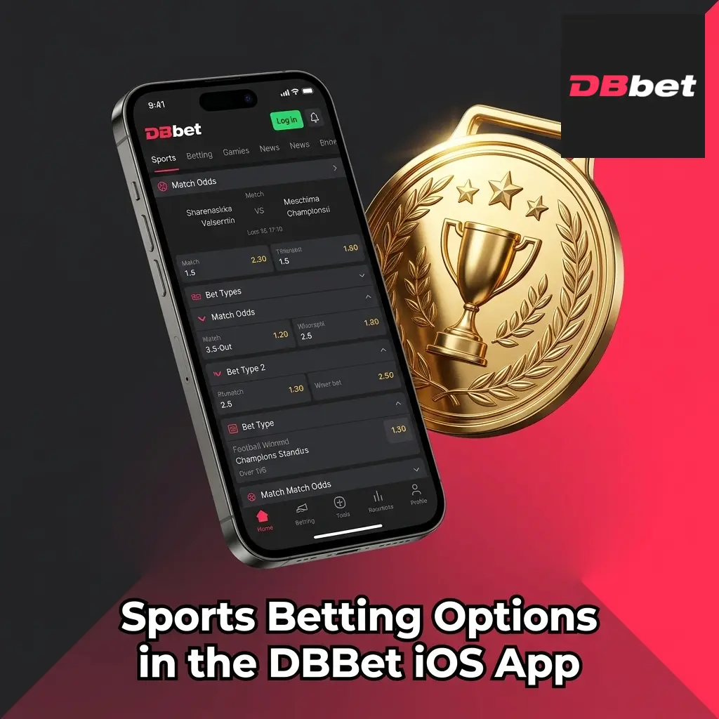 DBBet iOS app sports betting options showing football, basketball, badminton, esports, and more markets